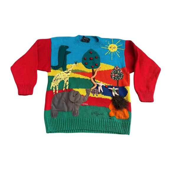 Vintage Raquel Collection Womens Medium Adam & Eve Cotton Knit Sweater VTG - Picture 1 of 6